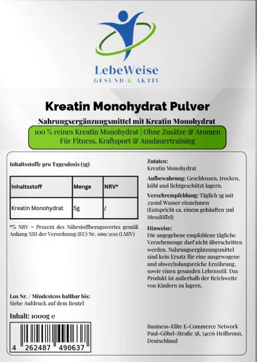 Kreatin Monohydrat - 1000g Doypack