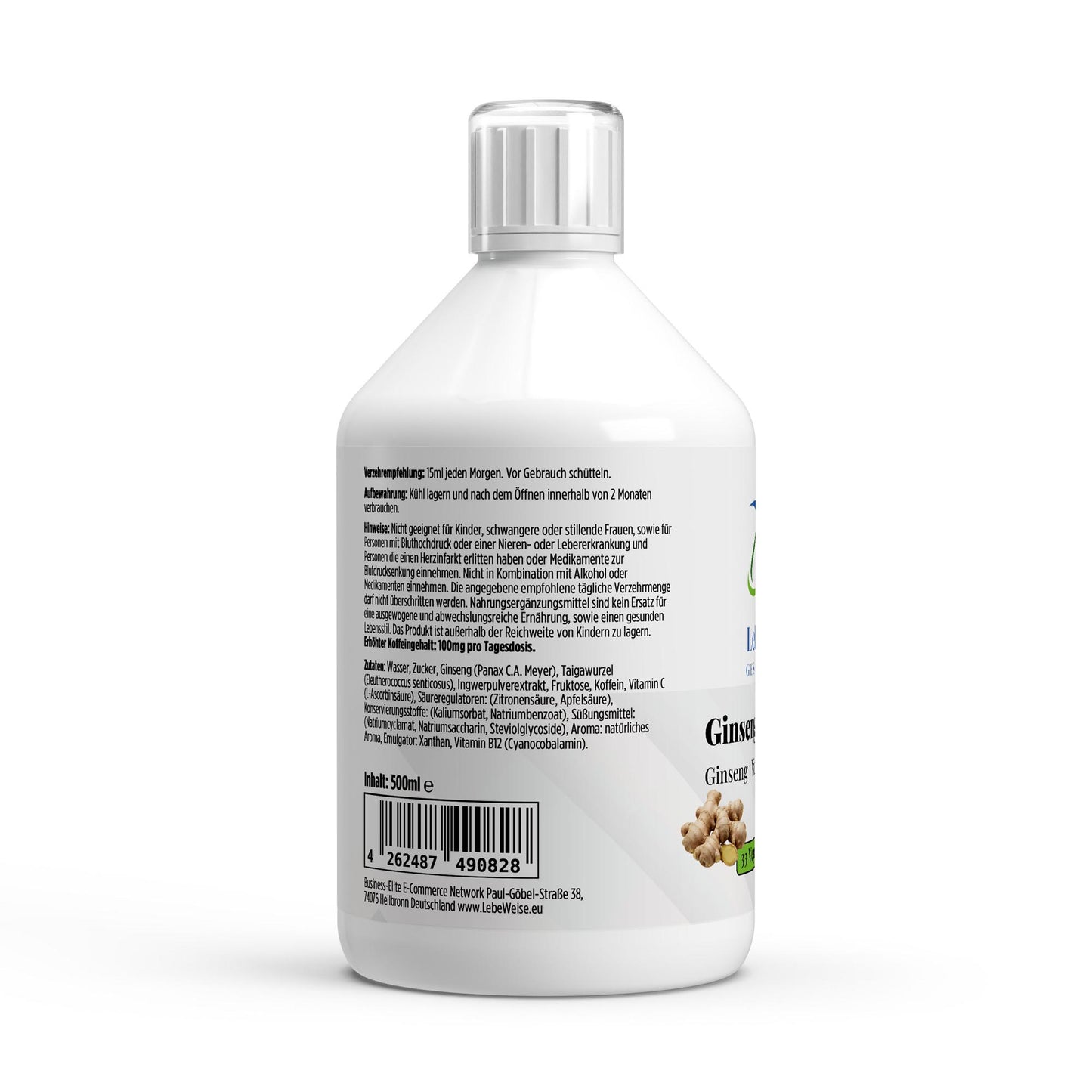 Ginseng Shots 500ml - Premium Ginseng-Extrakt für mentale Leistungsfähigkeit und Ausdauer