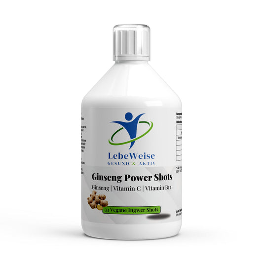 Ginseng Power Plus+ 50 Shots 500ml von LebeWeise - Flüssiger Ginseng-Extrakt für Energie und Vitalität