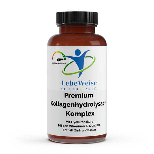 Premium Kollagenhydrolysat PLUS Kapseln für Haut, Haare und Nägel - 180 Kapseln Produktverpackung