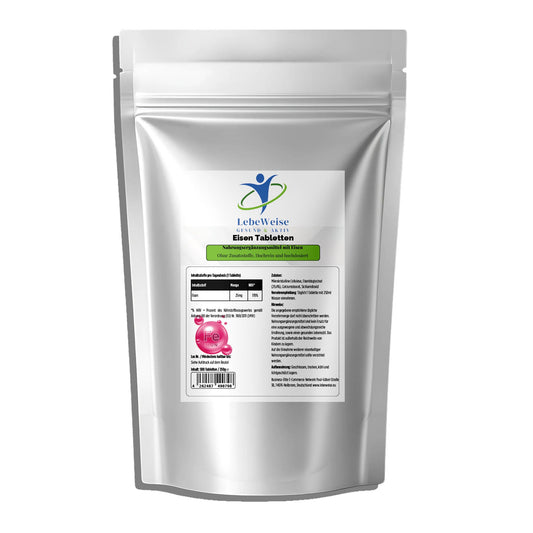 25mg Eisen Bisglycinat 500 Tabletten von LebeWeise - Hochdosiertes Eisen mit optimaler Bioverfügbarkei
