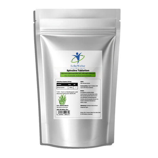 Spirulina 1000 Tabletten von LebeWeise - Reine Spirulina platensis im wiederverschließbaren Doypack