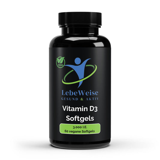 Vitamin D3 3.000 I.E vegane Softgels - Nährwertangaben und Verzehrempfehlung pro Kapsel